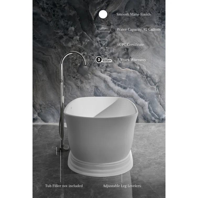 Ancerre Designs Heritage 70.9'' x 31.5'' Freestanding Soaking Solid Surface Bathtub FSBT-SS-HERITAGE-71-MW