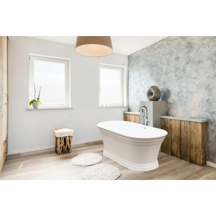 Lyndsay 67" x 32" Freestanding Soaking Acrylic Bathtub with Faucet