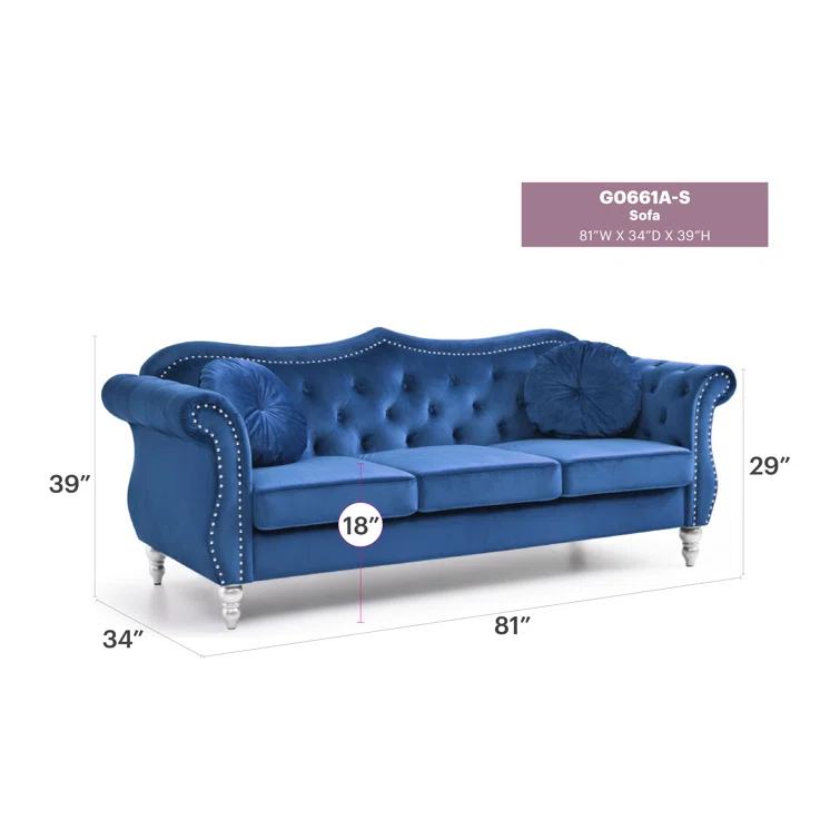 Glory Furniture 82'' Velvet Sofa
