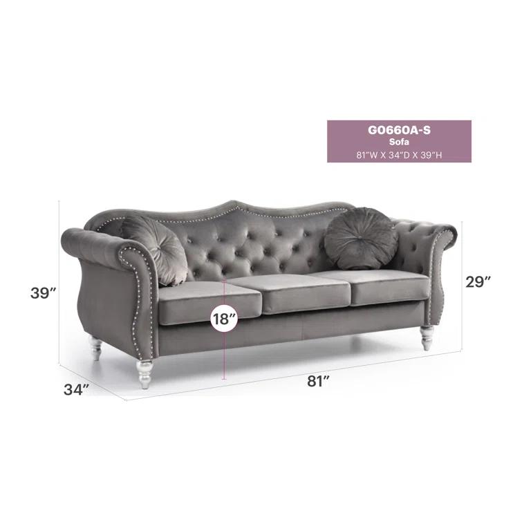 Hollywood 82'' Velvet Sofa