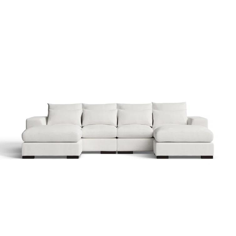Biaggio Linen Blend Sectional with 2 Ottomans,Sectional Couch