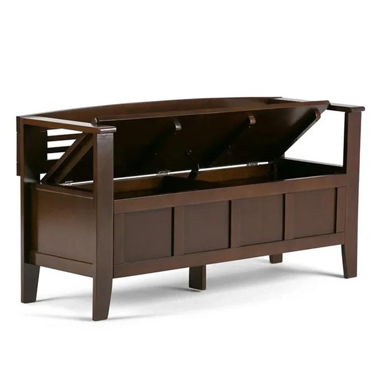 Simpli Home Adams 48"W Solid Wood Contemporary Entryway Storage Bench with Lift-Top Lid and Dual Compartments & Reviews | Wayfair