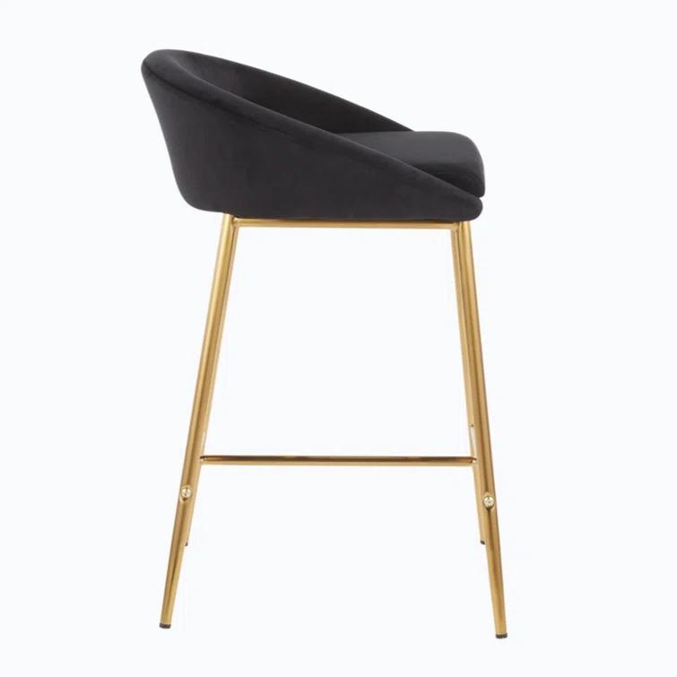 Wenty Glam Upholstered Counter Stool with Metal Frame (Set of 2)