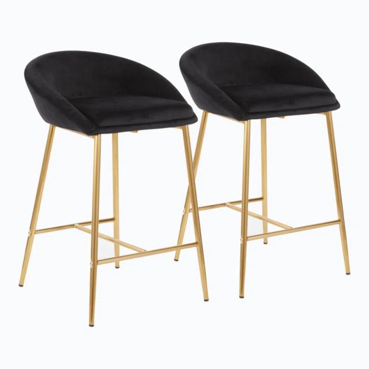 Wenty Glam Upholstered Counter Stool with Metal Frame (Set of 2)