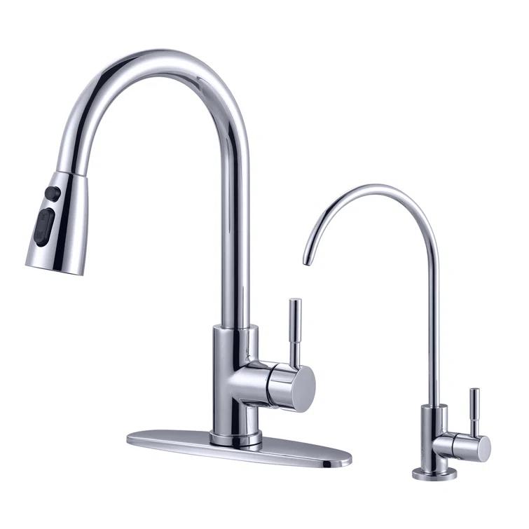 ARCORA ARCORA Stainless Steel Pull-Down Kitchen Faucet and Water Filter Faucet Combo AR7100301C-L