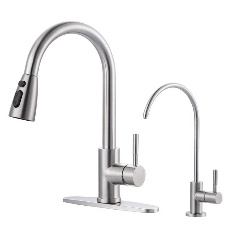 ARCORA ARCORA Stainless Steel Pull-Down Kitchen Faucet and Water Filter Faucet Combo AR7100301-L