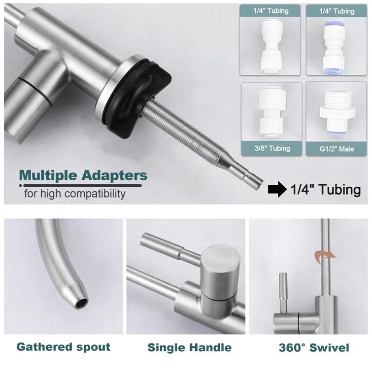 ARCORA ARCORA Stainless Steel Pull-Down Kitchen Faucet and Water Filter Faucet Combo AR7100301-L