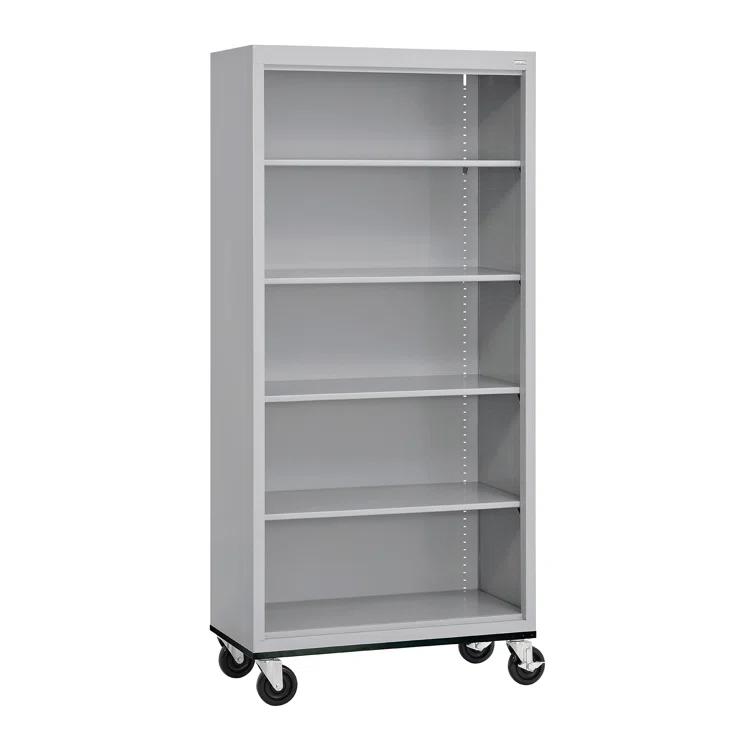 Sandusky Lee 36" W x 18" D x 78" H Steel Mobile Bookcase with 4 Adjustable Shelves by Sandusky