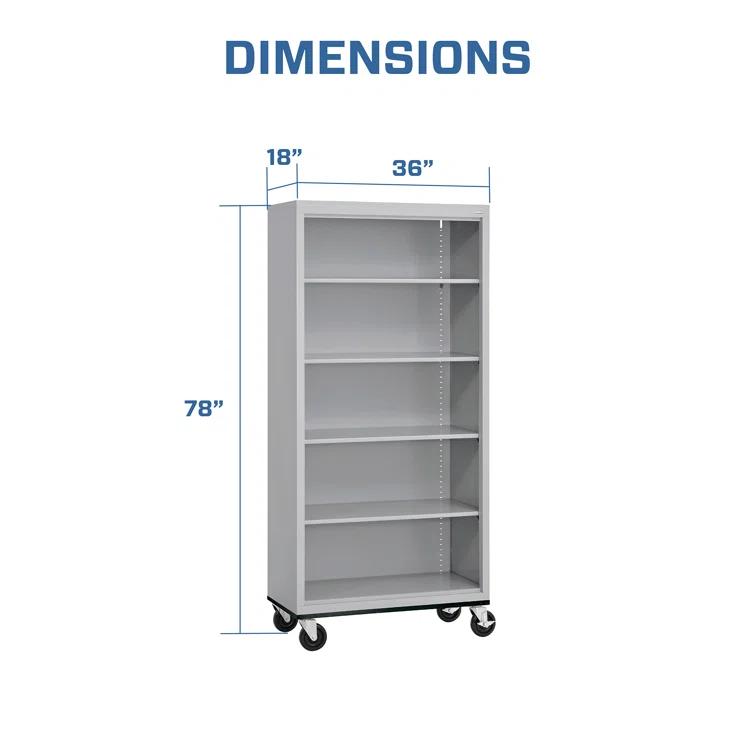 Sandusky Lee 36" W x 18" D x 78" H Steel Mobile Bookcase with 4 Adjustable Shelves by Sandusky