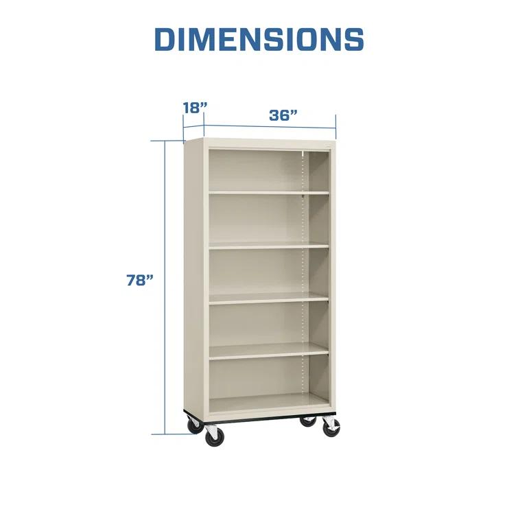 Sandusky Lee 36" W x 18" D x 78" H Steel Mobile Bookcase with 4 Adjustable Shelves by Sandusky