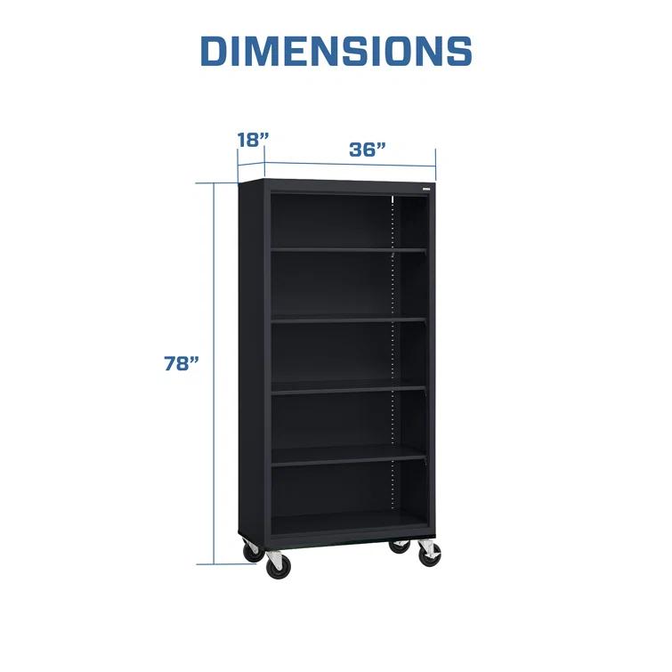 Sandusky Lee 36" W x 18" D x 78" H Steel Mobile Bookcase with 4 Adjustable Shelves by Sandusky