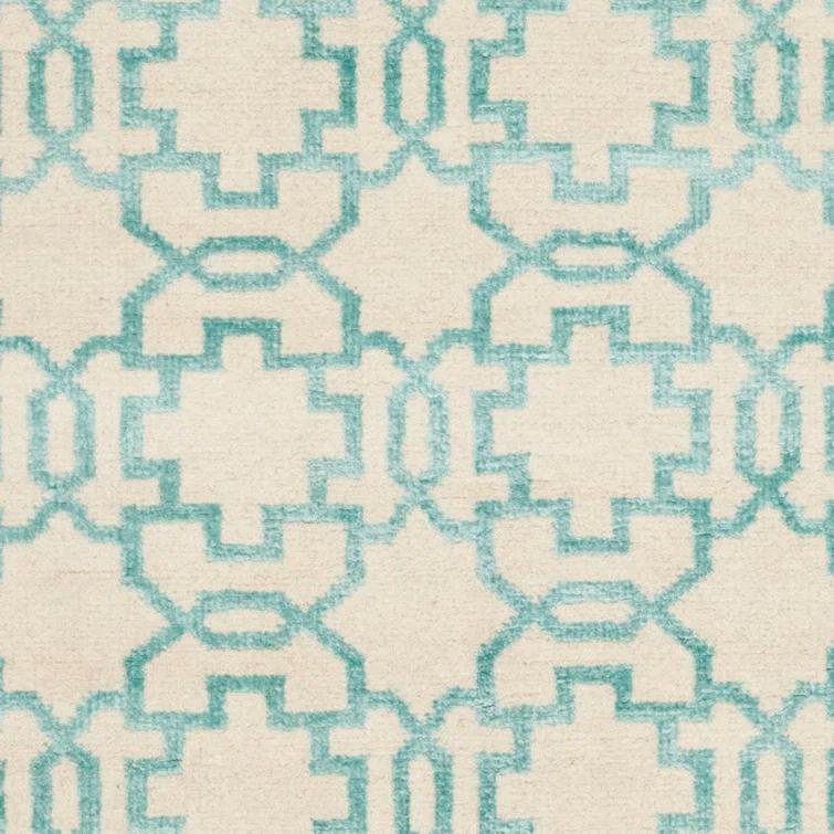 Mosaic Hand Knotted Wool And Viscose Geometric Rug