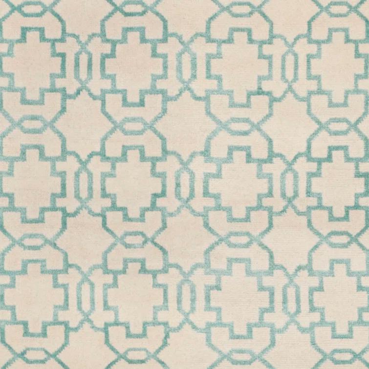 Mosaic Hand Knotted Wool And Viscose Geometric Rug