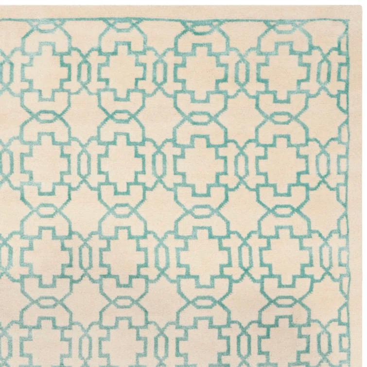 Mosaic Hand Knotted Wool And Viscose Geometric Rug