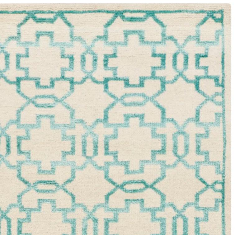Mosaic Hand Knotted Wool And Viscose Geometric Rug