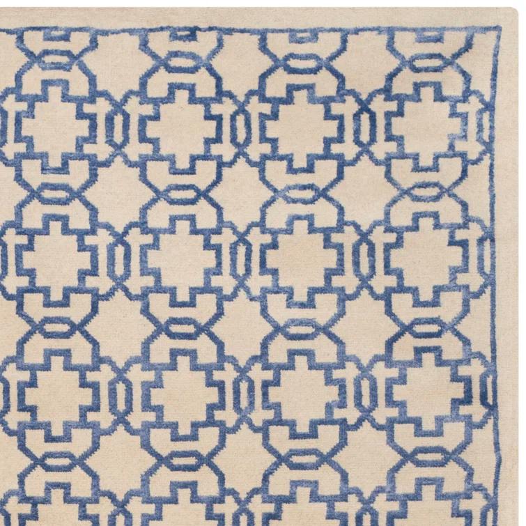 Mosaic Hand Knotted Wool And Viscose Geometric Rug