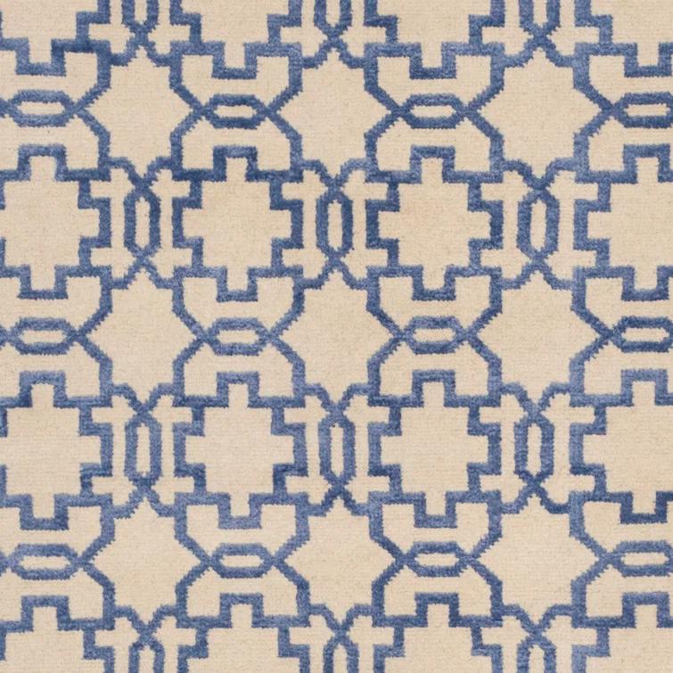 Mosaic Hand Knotted Wool And Viscose Geometric Rug