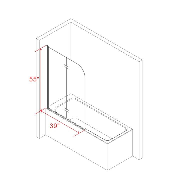 Jraty 39'' - W x 55'' H Door Frameless Tub Door with