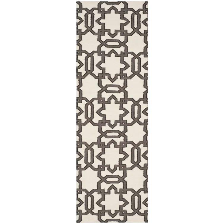 Amelah Hand Woven Flat Weave Wool Geometric Rug
