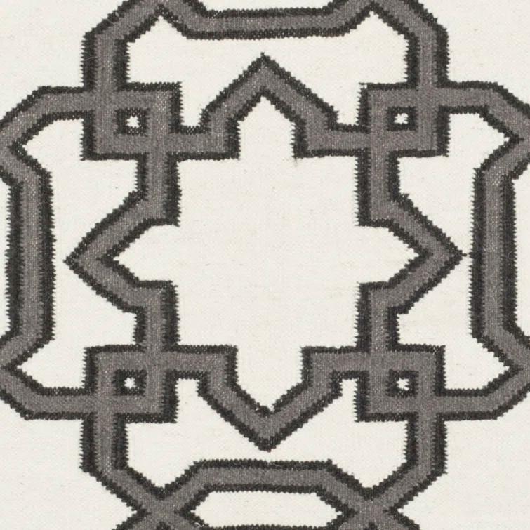 Amelah Hand Woven Flat Weave Wool Geometric Rug