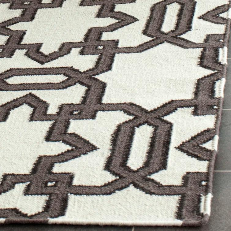 Amelah Hand Woven Flat Weave Wool Geometric Rug