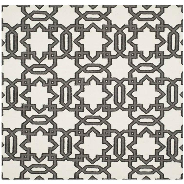 Amelah Hand Woven Flat Weave Wool Geometric Rug