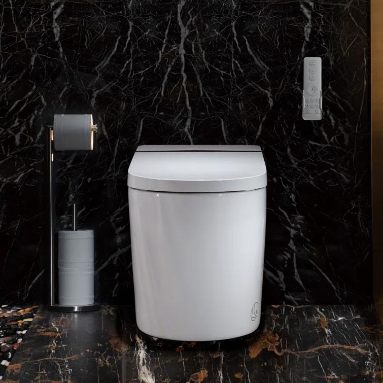 Auto Open/Close Tankless Smart Bidet Toilet with Auto Flush, Foot Sensor Function, Heated Seat,Dryer