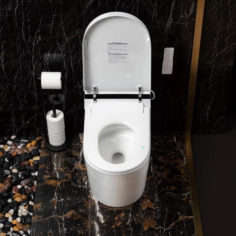 Auto Open/Close Tankless Smart Bidet Toilet with Auto Flush, Foot Sensor Function, Heated Seat,Dryer