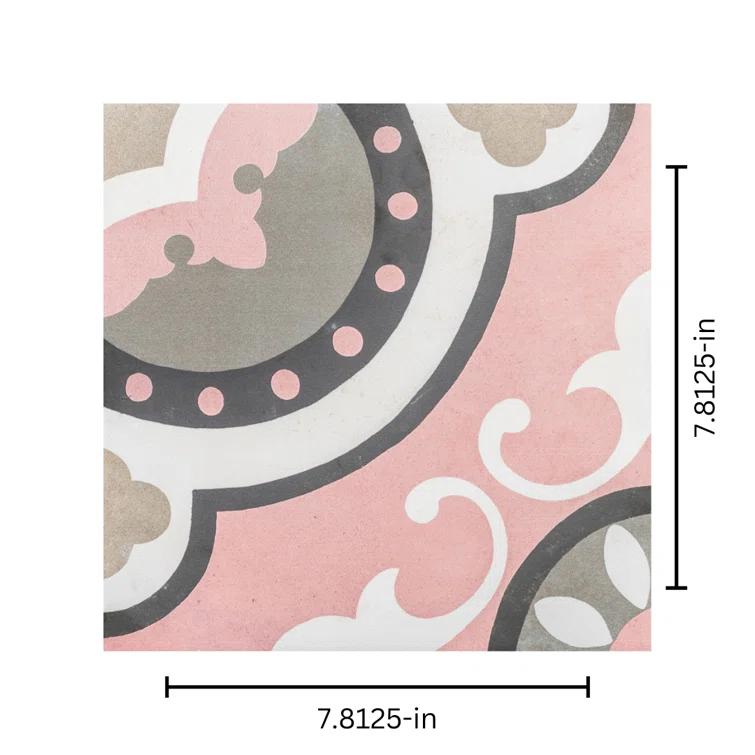 Art Deco 8" x 8" Porcelain Wall and Floor Tile
