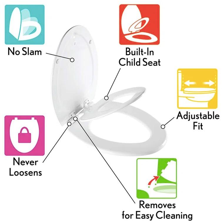 NextStep2 Round Slow Close Toilet Seat with Built-In Potty Training Seat