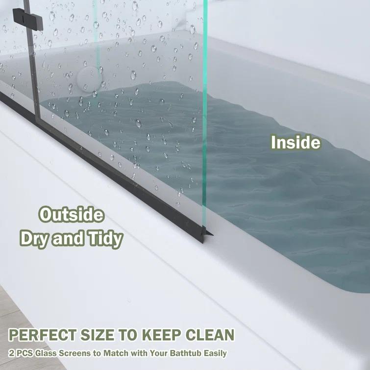 Jraty 47.2" W x 55" H Frameless Tub Door
