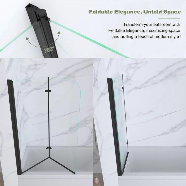 Jraty 47.2" W x 55" H Frameless Tub Door