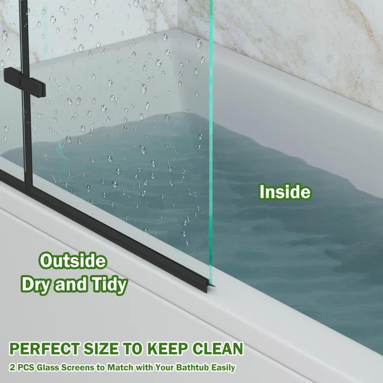 Jraty Glass 43" W x 55" H Frameless Tub Door