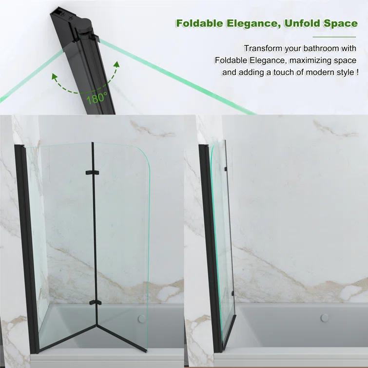 Jraty Glass 43" W x 55" H Frameless Tub Door