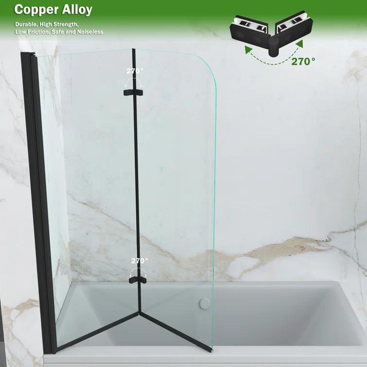 Jraty Glass 43" W x 55" H Frameless Tub Door