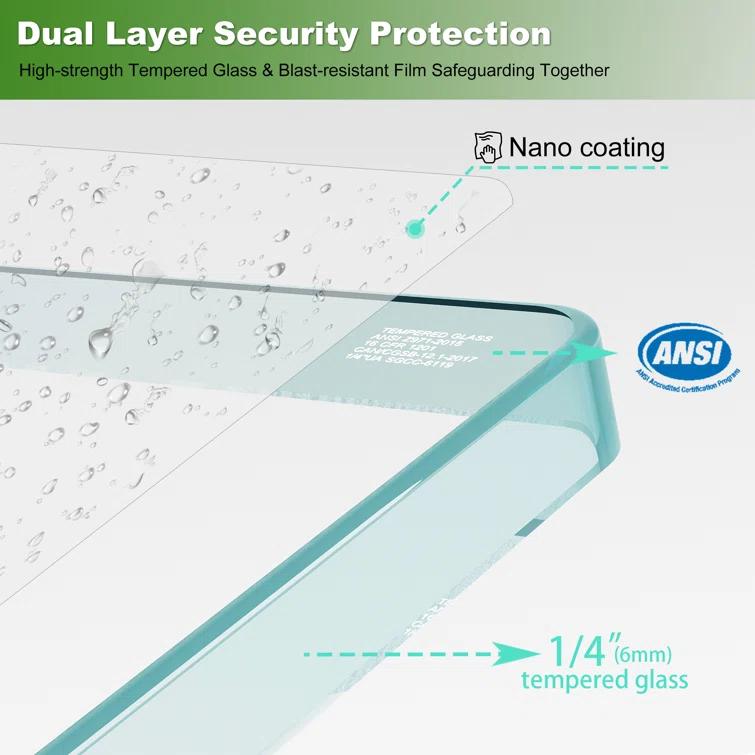 Jraty Glass 43" W x 55" H Frameless Tub Door