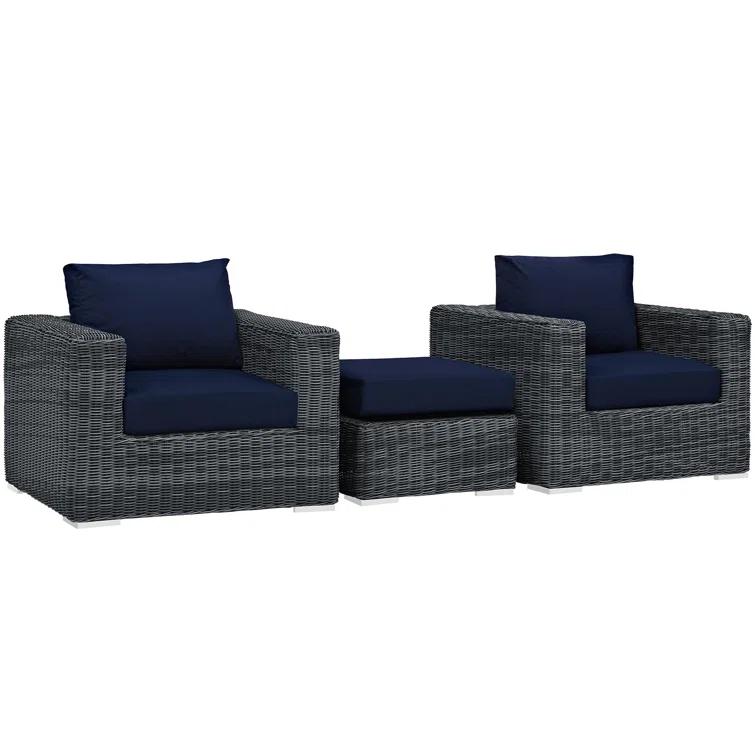 Modway Invite 3 Piece Outdoor Patio Sunbrella Sectional Set