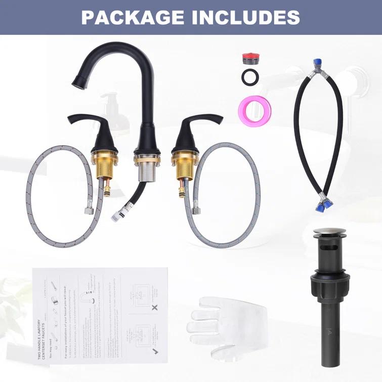 Widespread 2-handle Bathroom Faucet with Drain Assembly