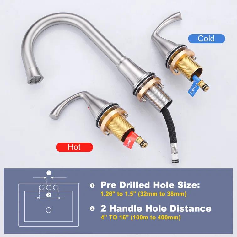 Widespread 2-handle Bathroom Faucet with Drain Assembly
