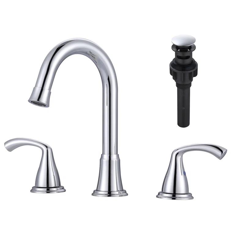 Widespread 2-handle Bathroom Faucet with Drain Assembly