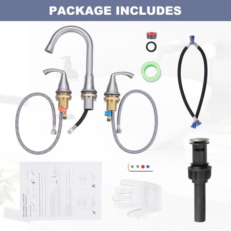 Widespread 2-handle Bathroom Faucet with Drain Assembly