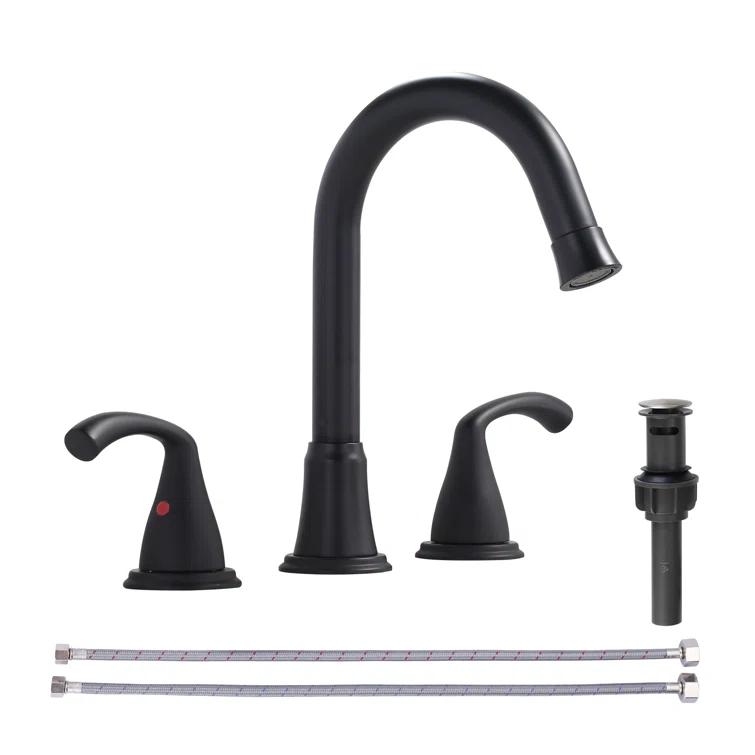 Widespread 2-handle Bathroom Faucet with Drain Assembly