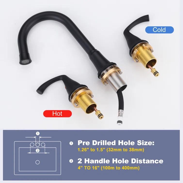 Widespread 2-handle Bathroom Faucet with Drain Assembly