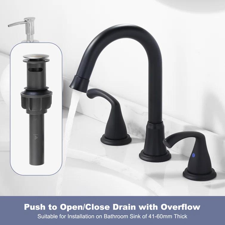 Widespread 2-handle Bathroom Faucet with Drain Assembly