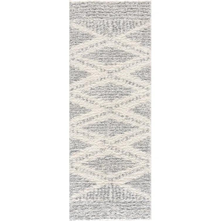 Gala Southwestern Shaggy Plush Grey/Beige/Cream Area Rug