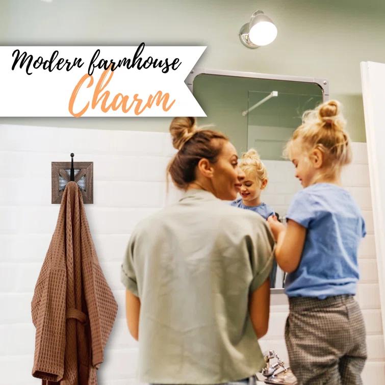 Autumn Alley RHK001 Rustic Farmhouse Wall Mounted Towel Hook Set - 2 Robe Hooks