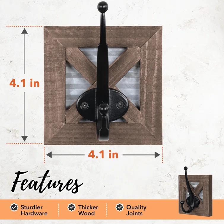 Autumn Alley RHK001 Rustic Farmhouse Wall Mounted Towel Hook Set - 2 Robe Hooks