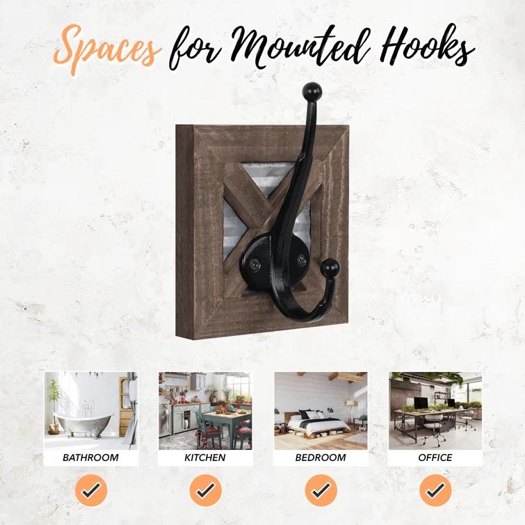 Autumn Alley RHK001 Rustic Farmhouse Wall Mounted Towel Hook Set - 2 Robe Hooks