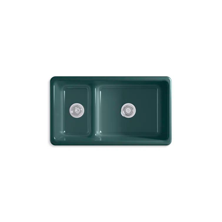 Iron Tones 33" L x 18.75" W Large/Medium Double-Bowl Kitchen Sink