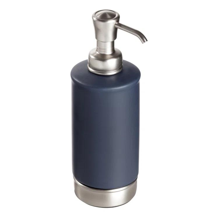 iDesign Ceramic and Steel Hand Refillable Liquid Soap Dispenser - Matte Navy & Brushed Nickel